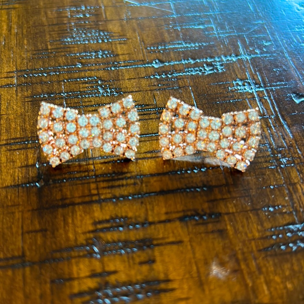 Authentic Kate Spade Rose Gold & Crystal Earrings - Great Condition - See Photos